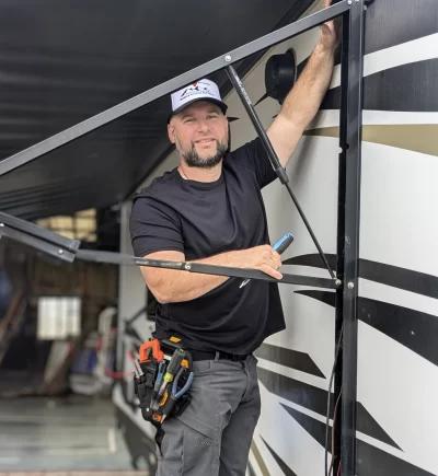 Ben Working On Camper